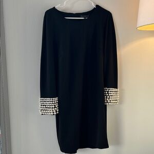 Eloquii Black Dress with Pearl Cuff Accents